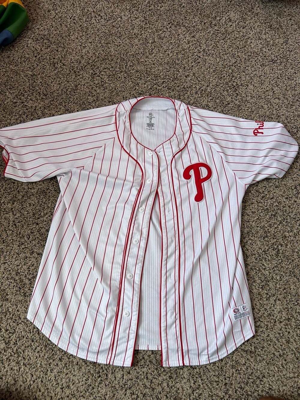 True Fan Philadelphia Phillies MLB Pinstripe Baseball Jersey Large